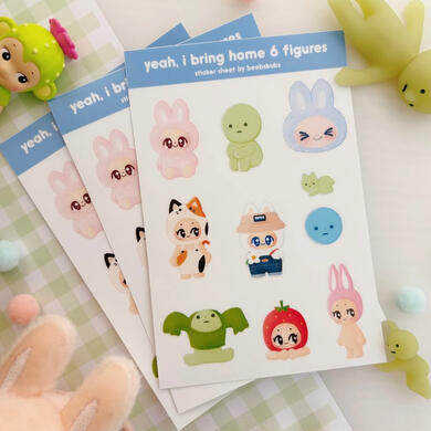 6 figures sticker sheet